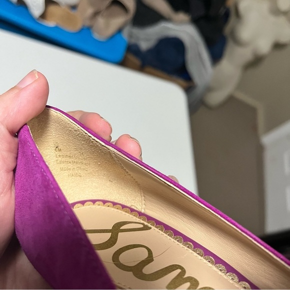 Sam Edelman Haide Feather Suede Leather Pom Pom Stiletto Pumps Heels Size 6 - Picture 7 of 8